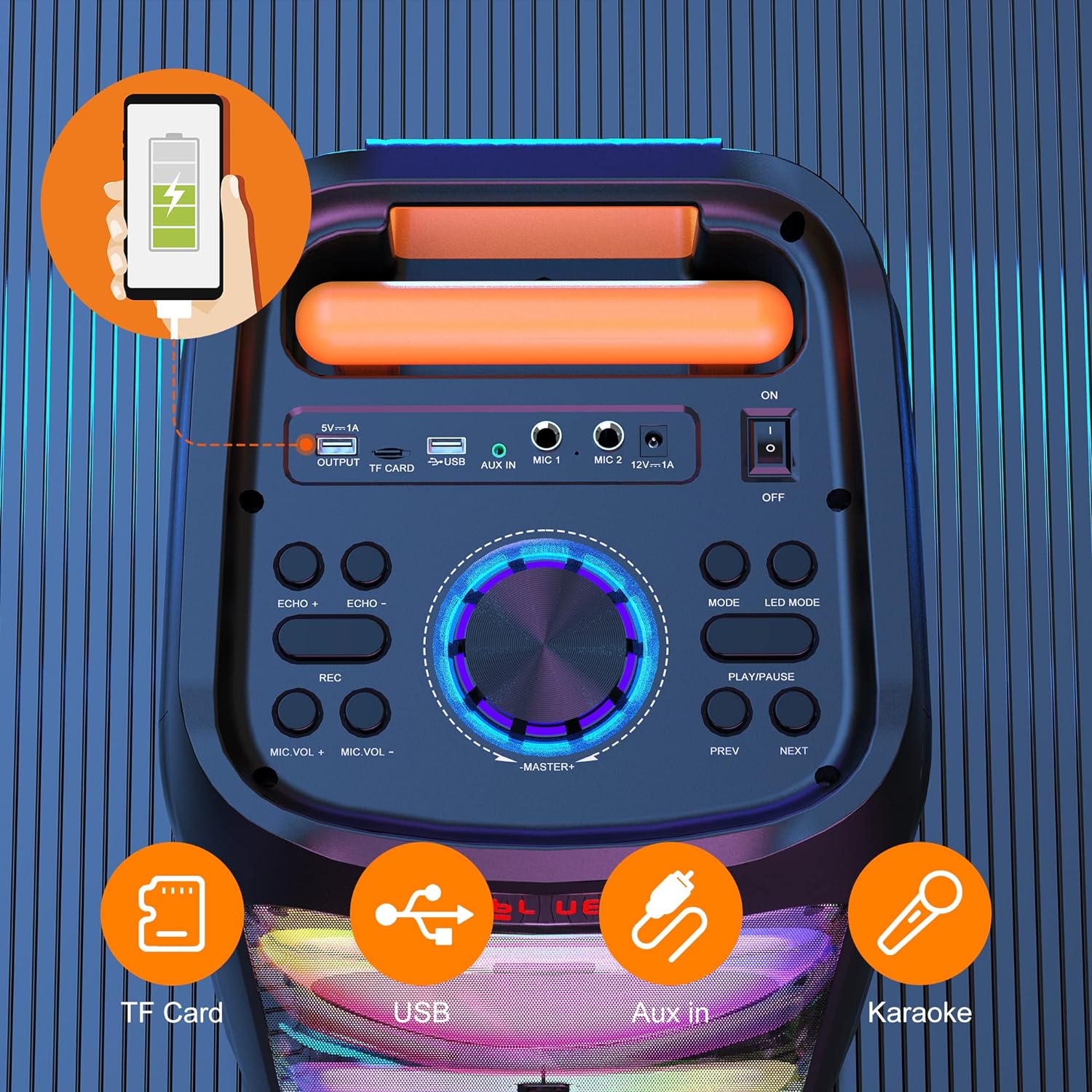 JYX Altavoz Karaoke Bluetooth con Micrófonos Inalámbrico, Sistema