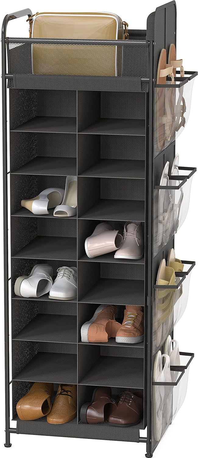 Soporte para zapatos de 4 capas, estante para zapatos práctico y plegable,  ajustable para armario de entrada