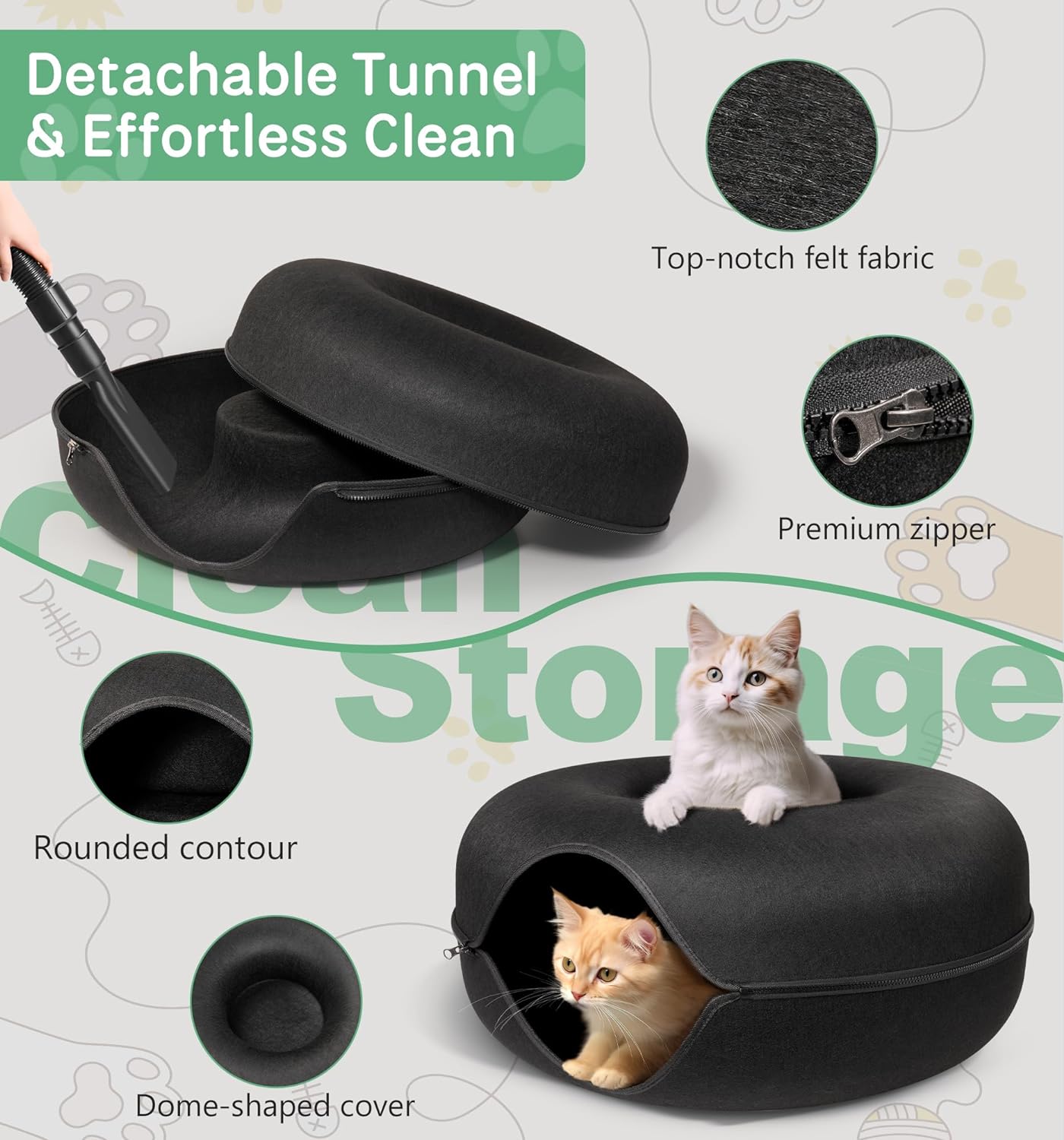 Cueva para gatos de interior, cama túnel de dona para gatos, juguetes