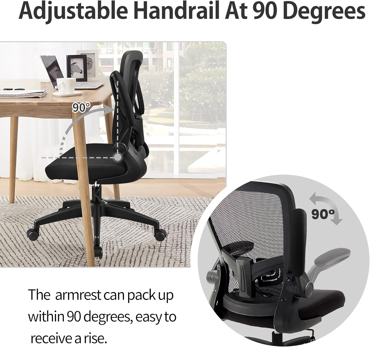Silla de oficina, ergonómica de escritorio con altura ajustable y soporte