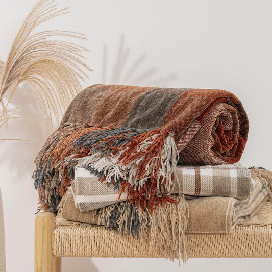 Manta de felpilla a cuadros para sofá, manta decorativa de otoño súper suave y