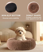 Camas redondas para perros y gatos, cama de felpa de piel sintética, cómoda