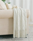 Bourina Manta decorativa de punto para sofá, suave, texturizada, de color liso,