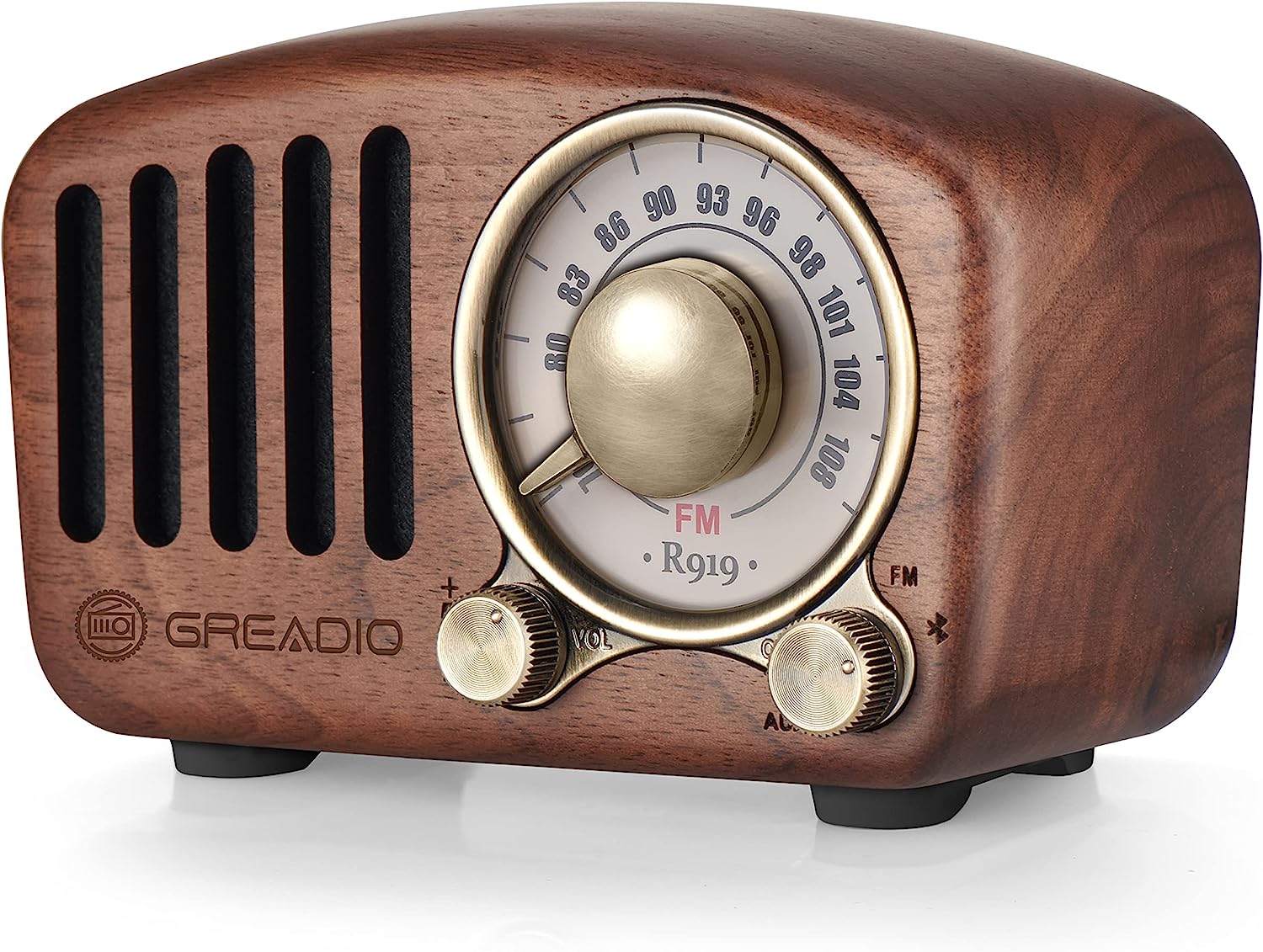 Altavoz Bluetooth retro de radio vintage, radio FM de madera de