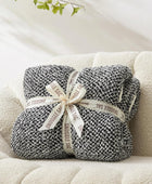 Manta de color negro jaspeado para sofá, manta reversible, cálida y acogedora
