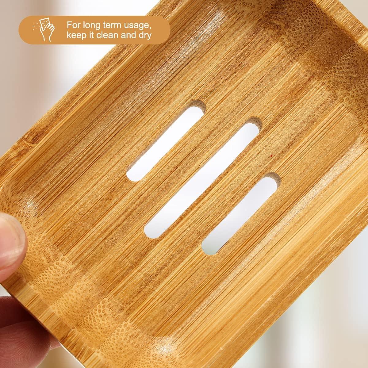 Paquete de 2 jaboneras de bambú de madera natural para baño, cocina, esponjas, - VIRTUAL MUEBLES