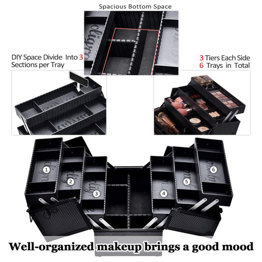 Estuche organizador profesional para maquillaje, Grande, L, 3.negro - VIRTUAL MUEBLES