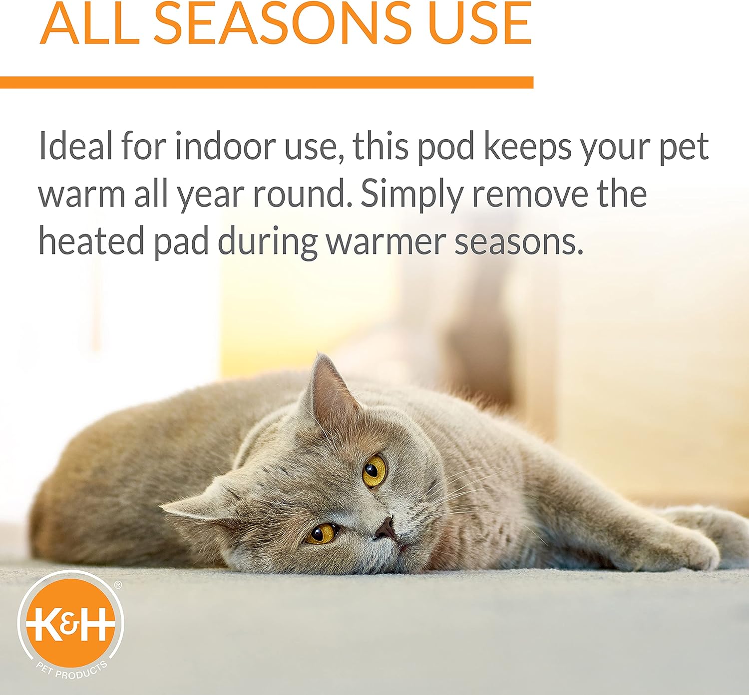 K&H Products Thermo Lookout Pod Cama térmica para gatos grandes, cueva