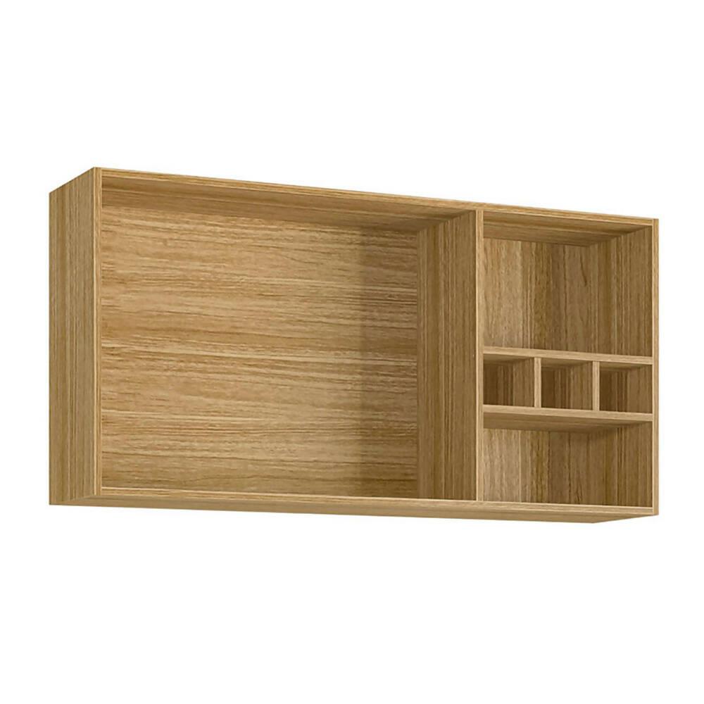 Cocina 190cm Azucena 7 Puertas 2 Cajones Maderado Natural/Blanco Supremo - VIRTUAL MUEBLES