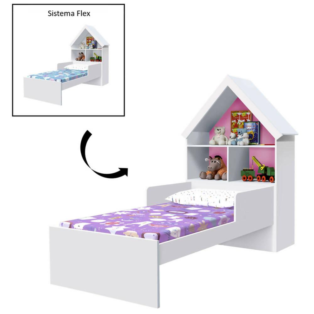 Cama Infantil Ariel Blanco/Rosado Flex - VIRTUAL MUEBLES