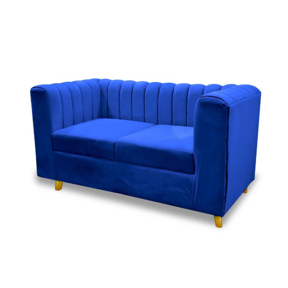 Sala tres palacio azul oscuro, patas de madera - VIRTUAL MUEBLES