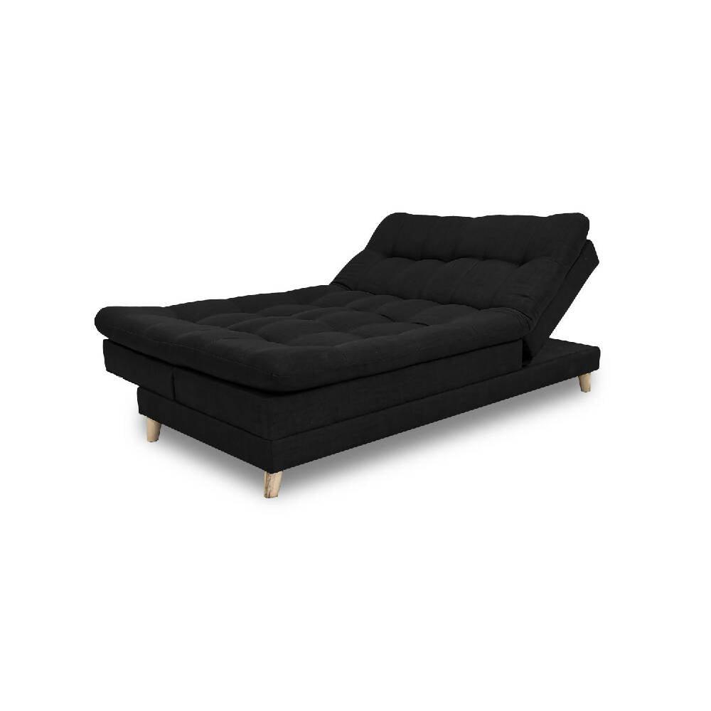 Sofá cama Cameron negro Antirasguño, patas de madera - VIRTUAL MUEBLES