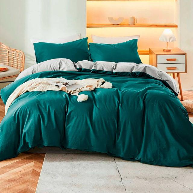 Duvet Bicolor Aguamarina / Gris Plata King - VIRTUAL MUEBLES