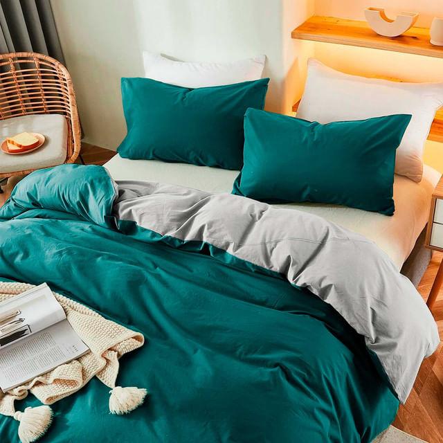 Duvet Bicolor Aguamarina / Gris Plata King - VIRTUAL MUEBLES