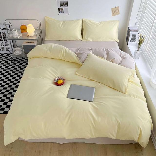 Duvet Bicolor Amarillo / Beige Semidoble - VIRTUAL MUEBLES