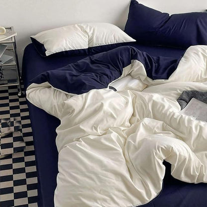 Duvet Bicolor Azul Oscuro / Blanco Sencillo - VIRTUAL MUEBLES