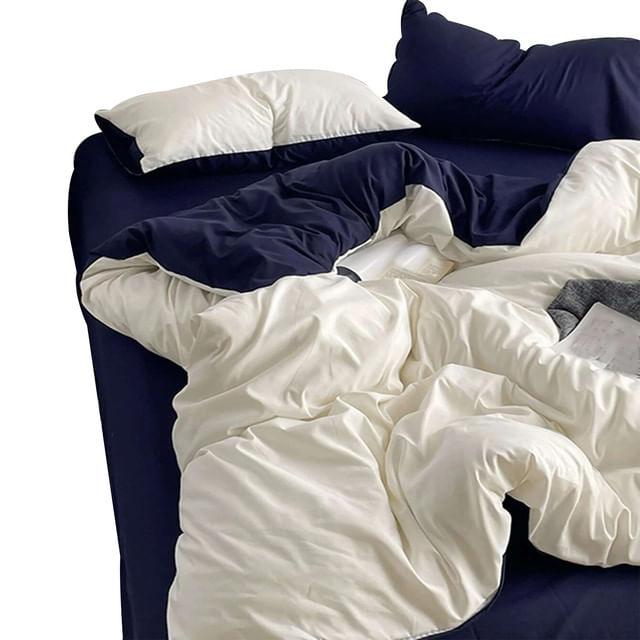 Duvet Bicolor Azul Oscuro / Blanco Sencillo - VIRTUAL MUEBLES