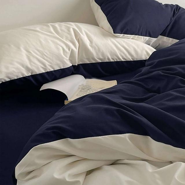 Duvet Bicolor Azul Oscuro / Blanco Sencillo - VIRTUAL MUEBLES