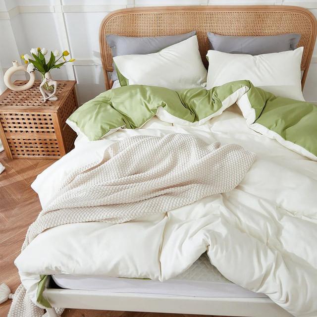 Duvet Bicolor Crema / Verde Doble - VIRTUAL MUEBLES