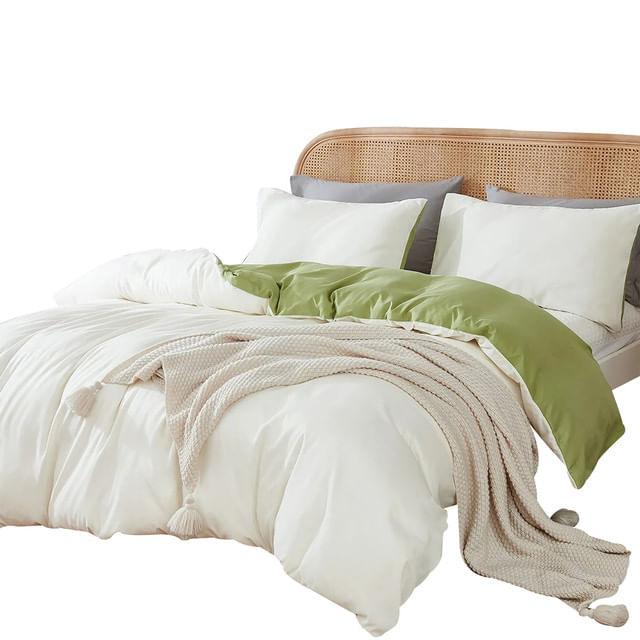 Duvet Bicolor Crema / Verde Doble - VIRTUAL MUEBLES