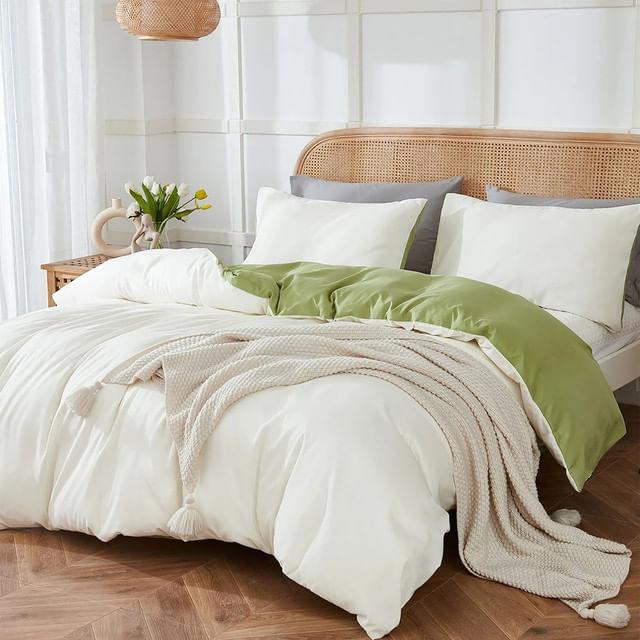 Duvet Bicolor Crema / Verde Doble - VIRTUAL MUEBLES
