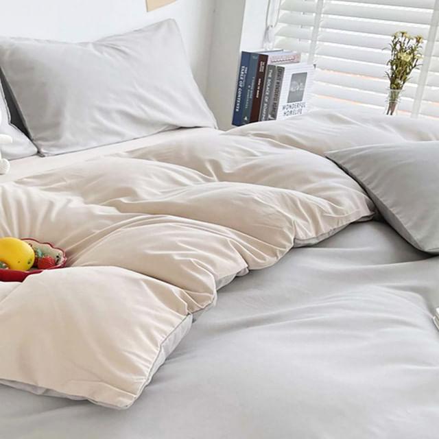 Duvet Bicolor Gris Claro / Beige Semidoble - VIRTUAL MUEBLES