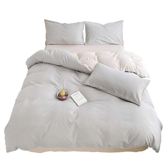 Duvet Bicolor Gris Claro / Beige Semidoble - VIRTUAL MUEBLES