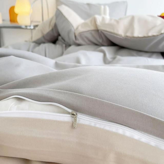 Duvet Bicolor Gris Claro / Beige Semidoble - VIRTUAL MUEBLES