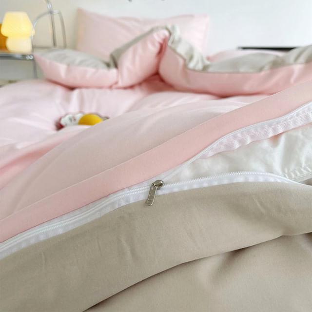 Duvet Bicolor Rosa Claro / Gris Claro Queen - VIRTUAL MUEBLES