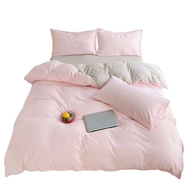 Duvet Bicolor Rosa Claro / Gris Claro Queen - VIRTUAL MUEBLES