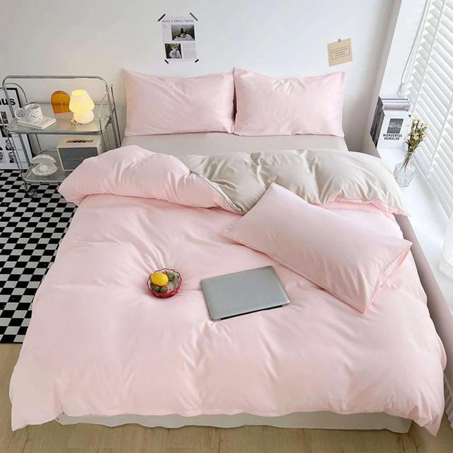 Duvet Bicolor Rosa Claro / Gris Claro Queen - VIRTUAL MUEBLES