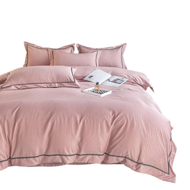 Duvet Unicolor Con Detalles En Relieve Rosado Semidoble + Sábana Plana