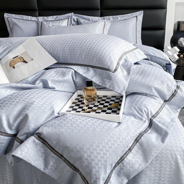 Funda Duvet Unicolor Con Detalles En Relieve Celeste Doble + Sábana Plana