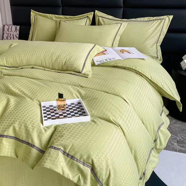 Duvet Unicolor Con Detalles En Relieve Oliva Doble + Sábana Plana