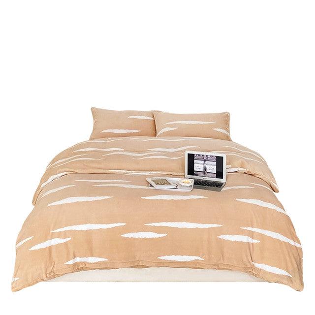 Duvet Digital De Franela Con Estampado Orange Doble + Sábana Plana