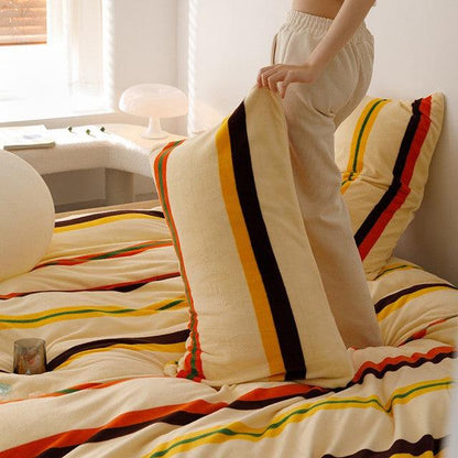 Funda Duvet Digital De Franela Con Estampado Terracota Doble + Sábana Plana