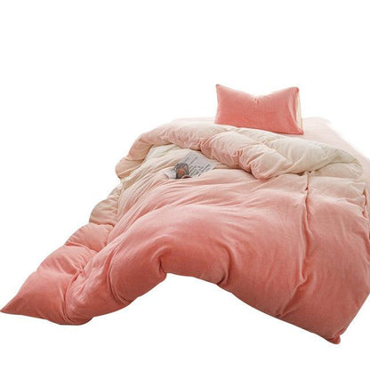 Funda Duvet Digital De Franela Con Estampado Degrade Rosa Queen + Sábana Plana