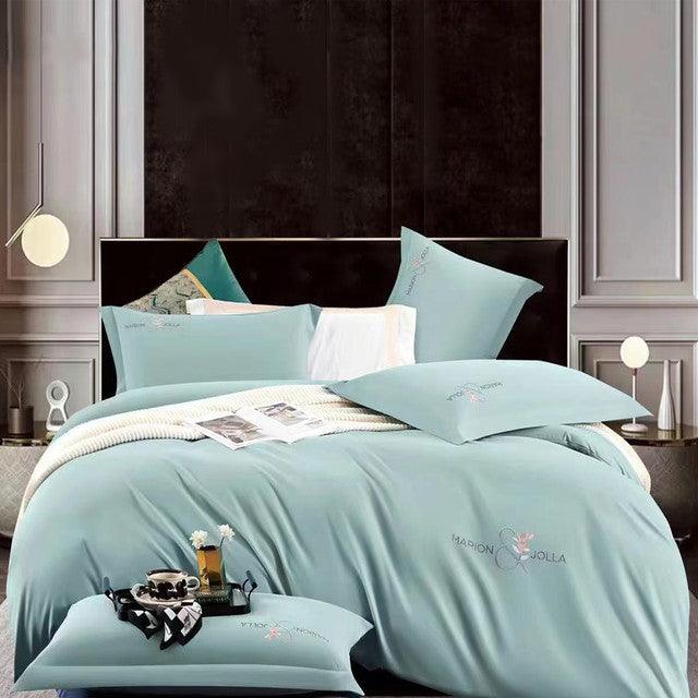 Duvet Tacto Suave Unicolor Aqua Queen + Sábana Plana