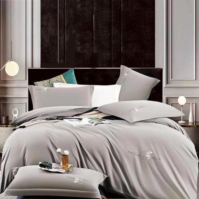 Funda Duvet Tacto Suave Unicolor Gris Queen + Sábana Plana