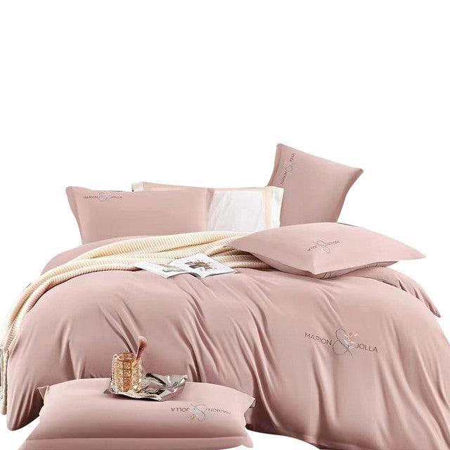 Duvet Tacto Suave Unicolor Rosado Queen + Sábana Plana