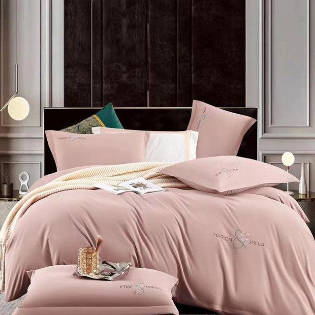 Duvet Tacto Suave Unicolor Rosado Queen + Sábana Plana