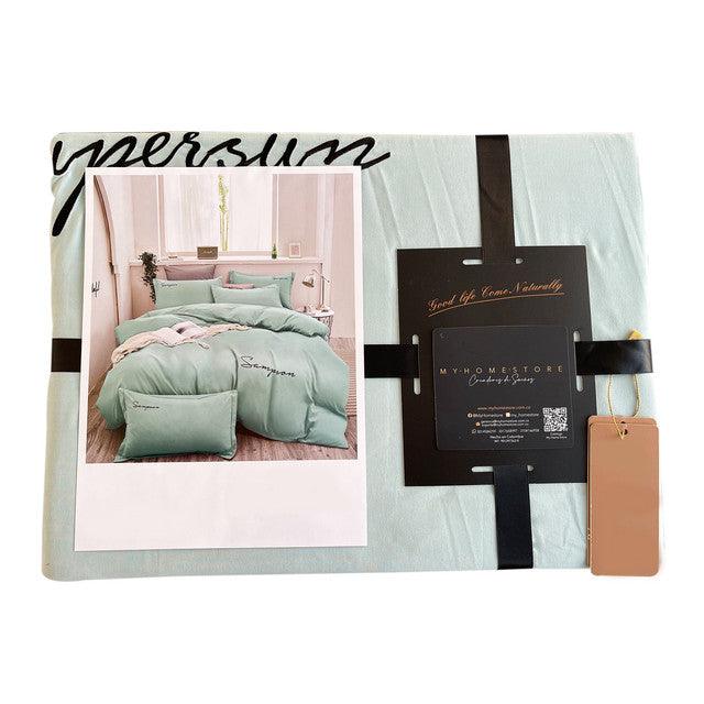 Funda Duvet Sampson Bordado Aqua Queen + Sábana Plana