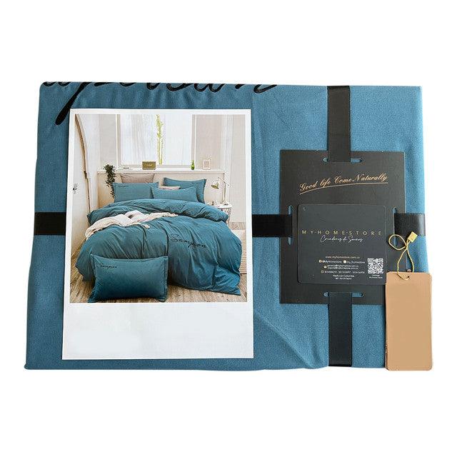 Duvet Sampson Bordado Celeste Queen + Sábana Plana