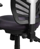 Silla de oficina ergonómica giratoria ejecutiva de malla gris oscuro con brazos