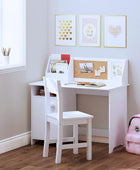 Escritorio de estudio para niños con silla, mesa de estudio escolar de madera