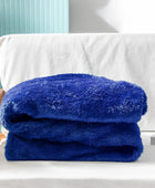 Manta de vellón mullido, grande para sofá, cama, sillón (50 x 70 pulgadas, azul