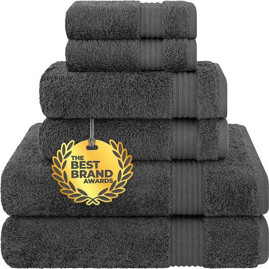 Juego de 6 toallas de algodón turco, absorbente y suave, calidad de hotel y