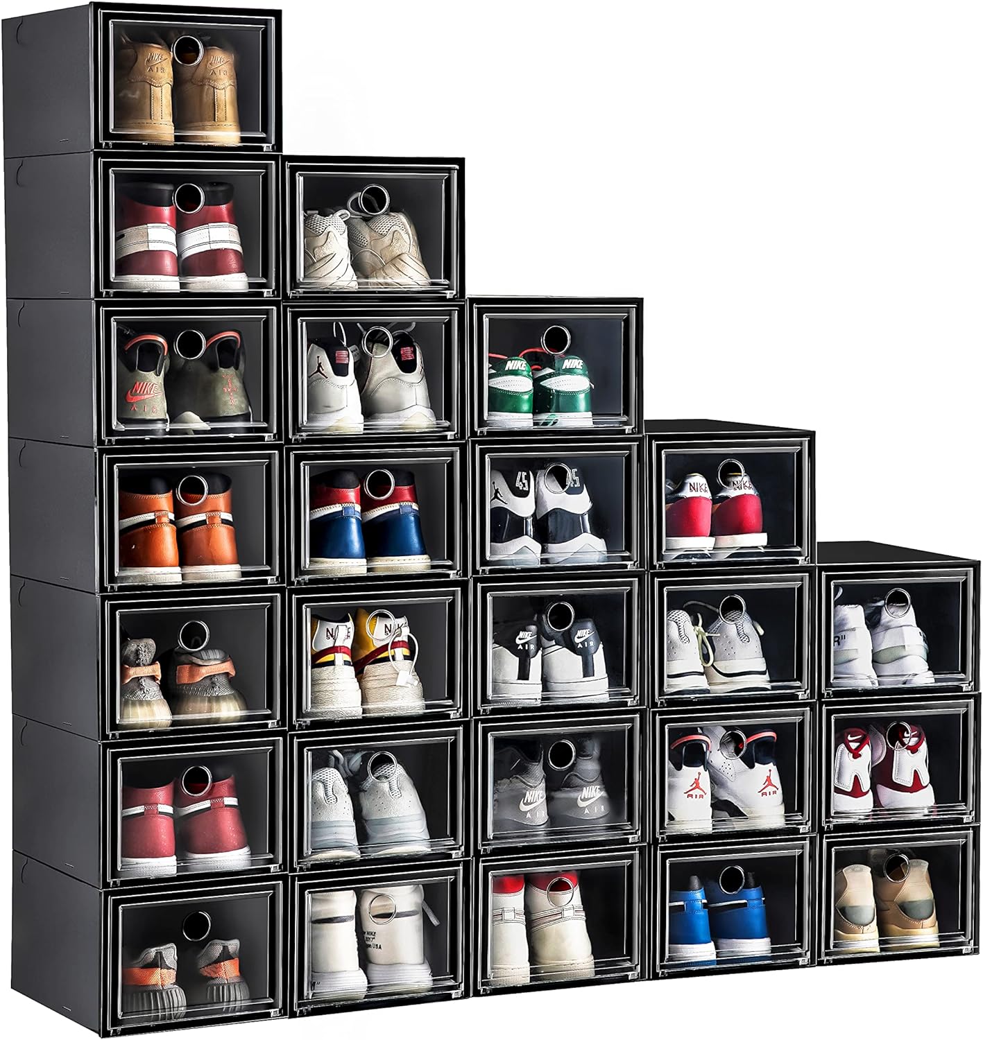 MMBABY Paquete de 12 cajas de almacenamiento de zapatos, caja de zapatos de  plástico transparente, apilable, organizador de zapatos para ahorrar