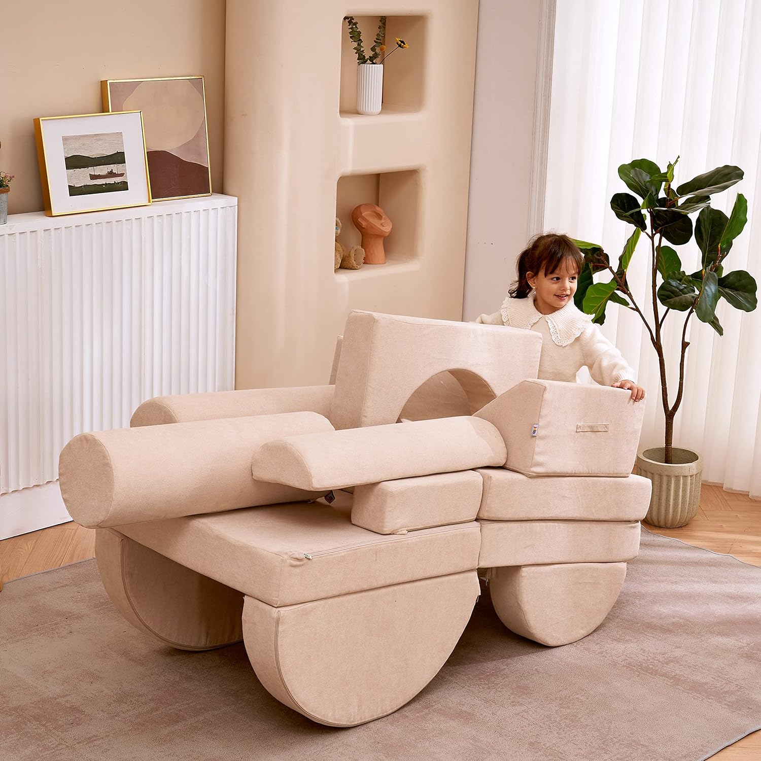 Sofá para niños, 14 piezas, sofá de suelo, muebles modulares para