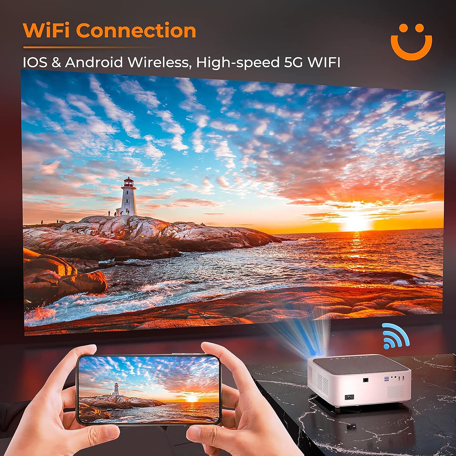 Proyector con WiFi y Bluetooth, proyector de películas al aire libre de 13000 L